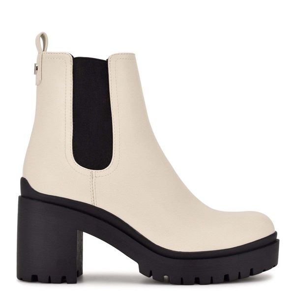 Nine West Quies Chelsea Heeled White Ankle Boots | South Africa 61X21-9F15